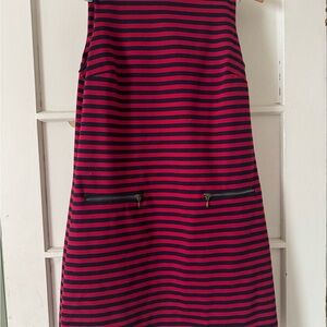 Red and Navy Striped Sleeveless Dress